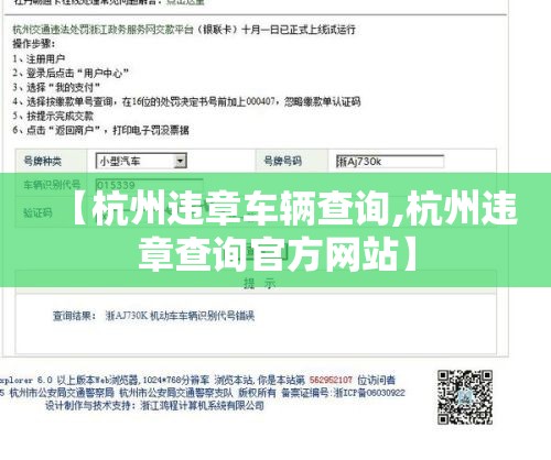 【杭州违章车辆查询,杭州违章查询官方网站】