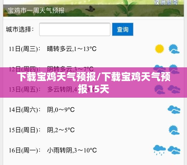 下载宝鸡天气预报/下载宝鸡天气预报15天 下载宝鸡天气预报/下载宝鸡天气预报15天