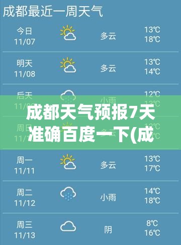 成都天气预报7天准确百度一下(成都天气预报7天准确百度一下查询)