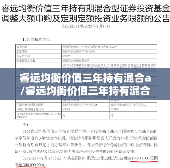 睿远均衡价值三年持有混合a/睿远均衡价值三年持有混合A 天天基金 睿远均衡价值三年持有混合a/睿远均衡价值三年持有混合A 天天基金