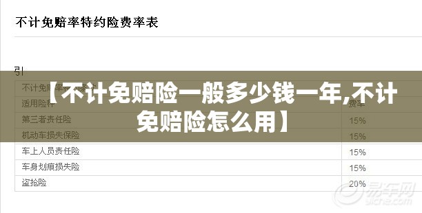 【不计免赔险一般多少钱一年,不计免赔险怎么用】 【不计免赔险一般多少钱一年,不计免赔险怎么用】
