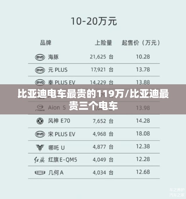 比亚迪电车最贵的119万/比亚迪最贵三个电车