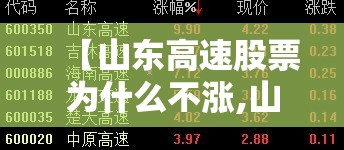 【山东高速股票为什么不涨,山东高速股票下跌原因】