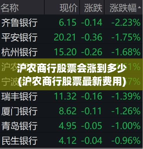 沪农商行股票会涨到多少(沪农商行股票最新费用)