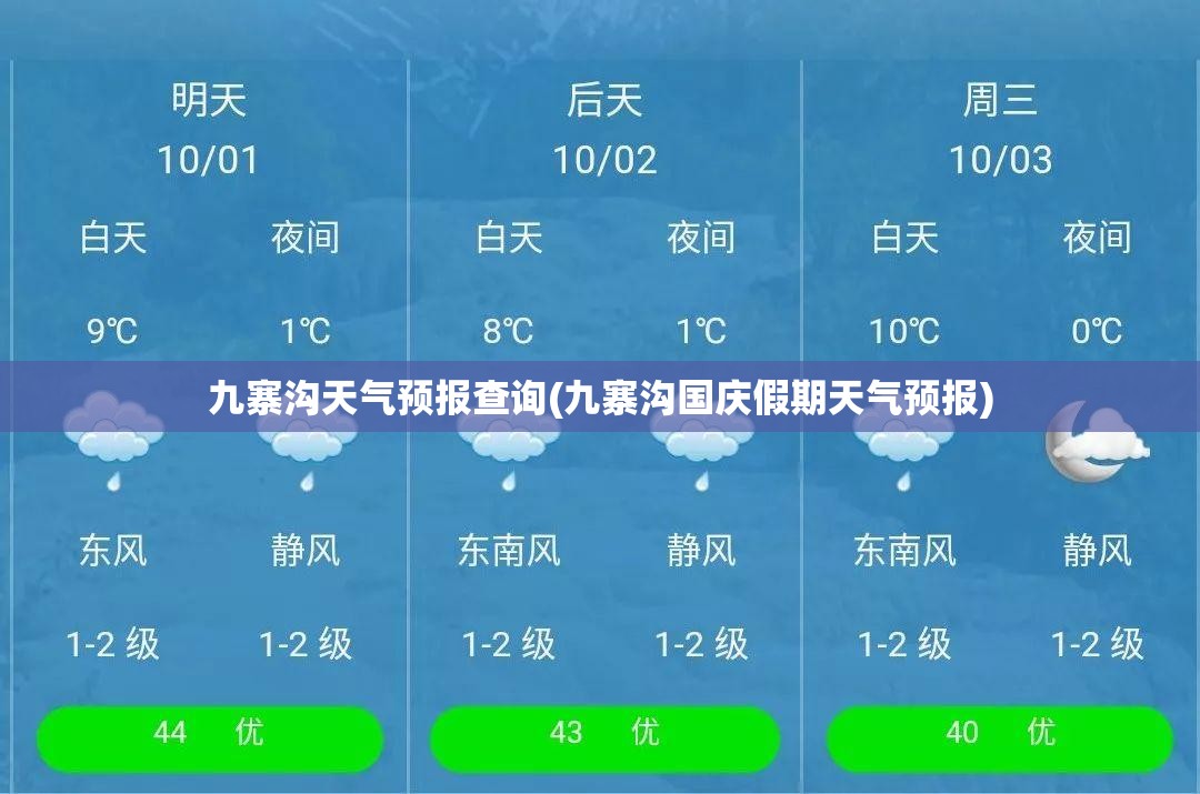 九寨沟天气预报查询(九寨沟国庆假期天气预报) 九寨沟天气预报查询(九寨沟国庆假期天气预报)