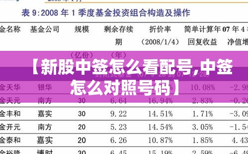 【新股中签怎么看配号,中签怎么对照号码】