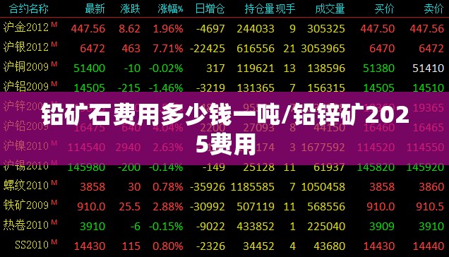 铅矿石费用多少钱一吨/铅锌矿2025费用 铅矿石费用多少钱一吨/铅锌矿2025费用
