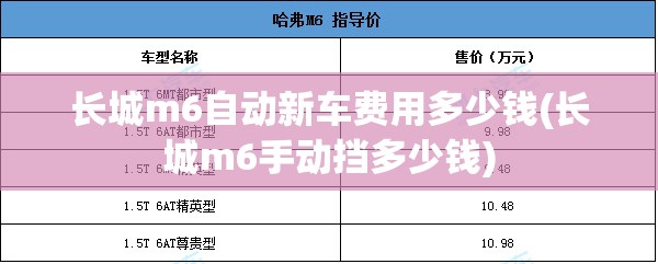 长城m6自动新车费用多少钱(长城m6手动挡多少钱)