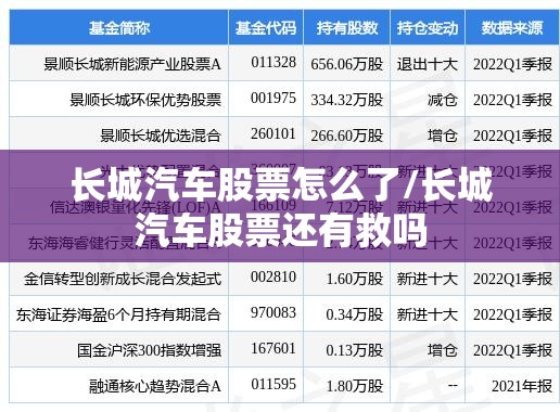 长城汽车股票怎么了/长城汽车股票还有救吗