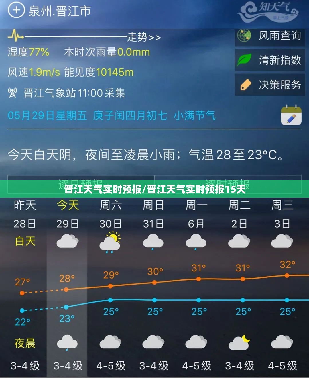 晋江天气实时预报/晋江天气实时预报15天
