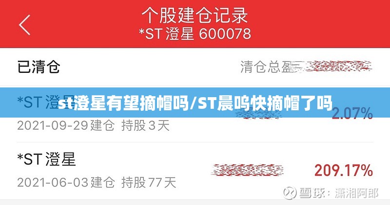 st澄星有望摘帽吗/ST晨呜快摘帽了吗