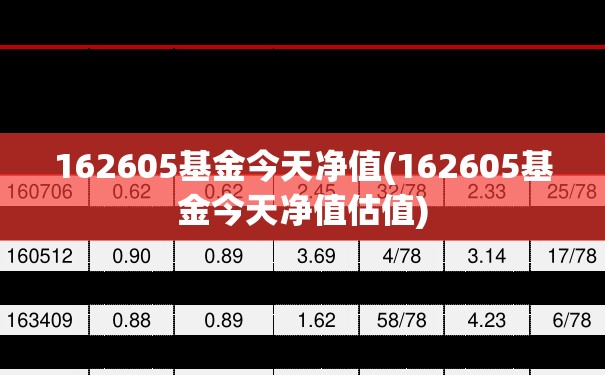 162605基金今天净值(162605基金今天净值估值) 162605基金今天净值(162605基金今天净值估值)