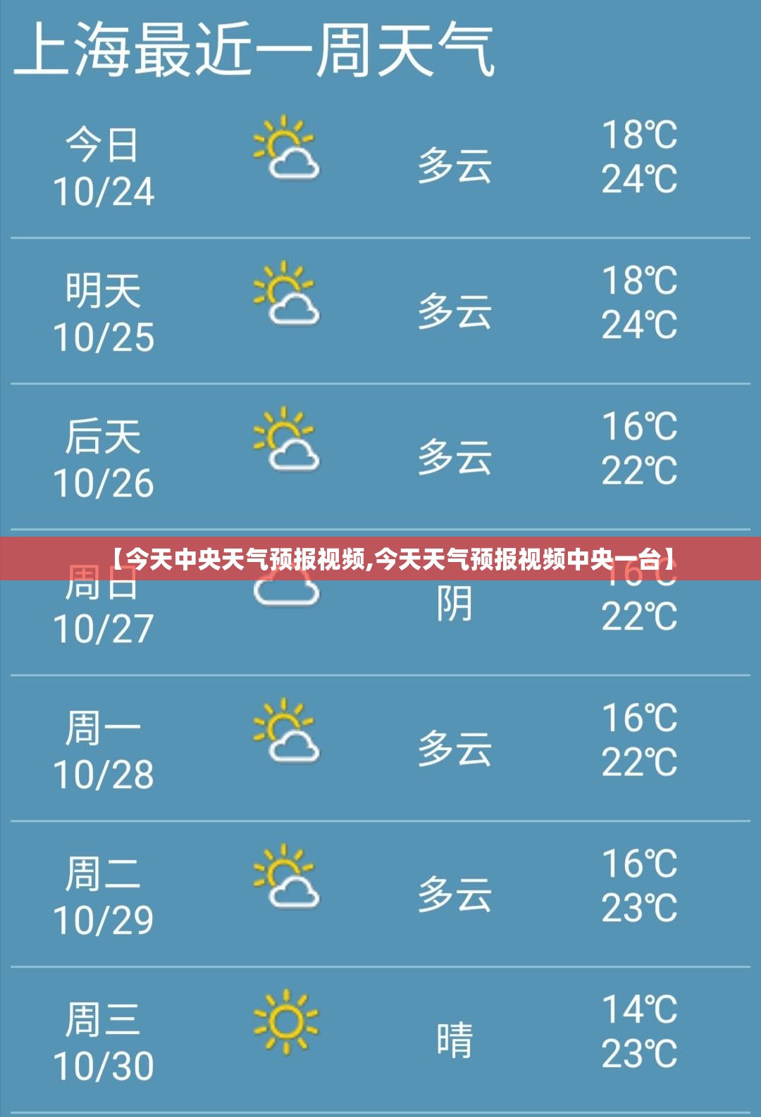 【今天中央天气预报视频,今天天气预报视频中央一台】