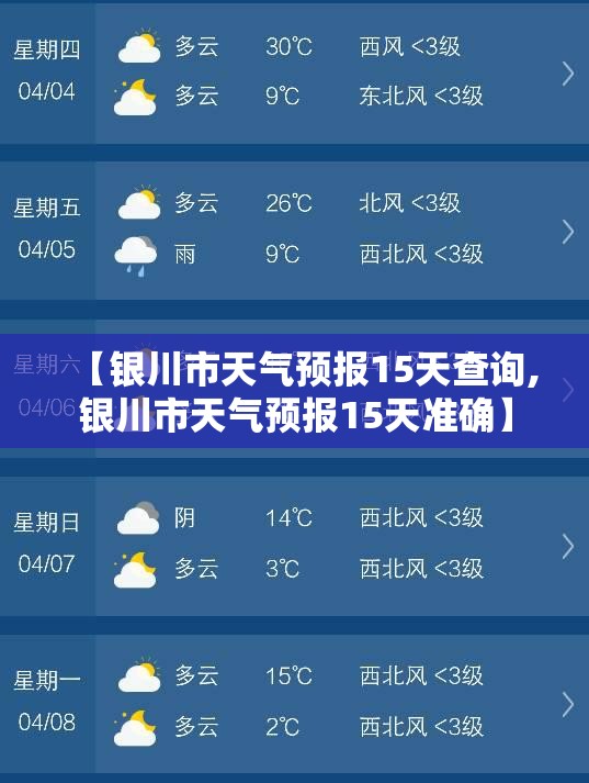 【银川市天气预报15天查询,银川市天气预报15天准确】