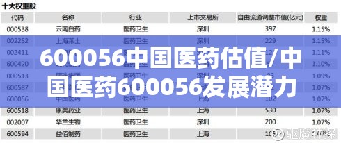 600056中国医药估值/中国医药600056发展潜力