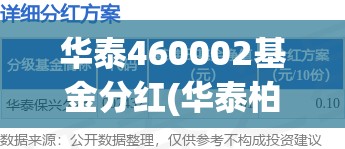 华泰460002基金分红(华泰柏瑞460002今天净值规模是多少) 华泰460002基金分红(华泰柏瑞460002今天净值规模是多少)
