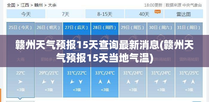 赣州天气预报15天查询最新消息(赣州天气预报15天当地气温) 赣州天气预报15天查询最新消息(赣州天气预报15天当地气温)