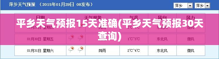 平乡天气预报15天准确(平乡天气预报30天查询)