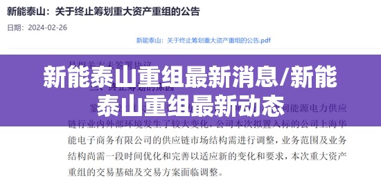 新能泰山重组最新消息/新能泰山重组最新动态