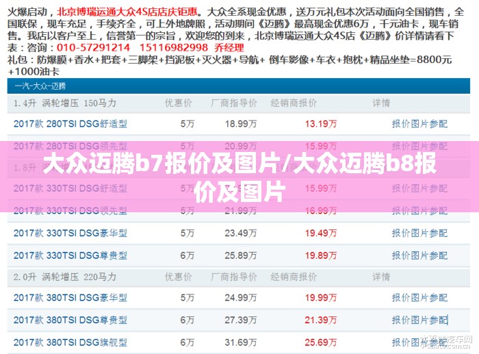 大众迈腾b7报价及图片/大众迈腾b8报价及图片