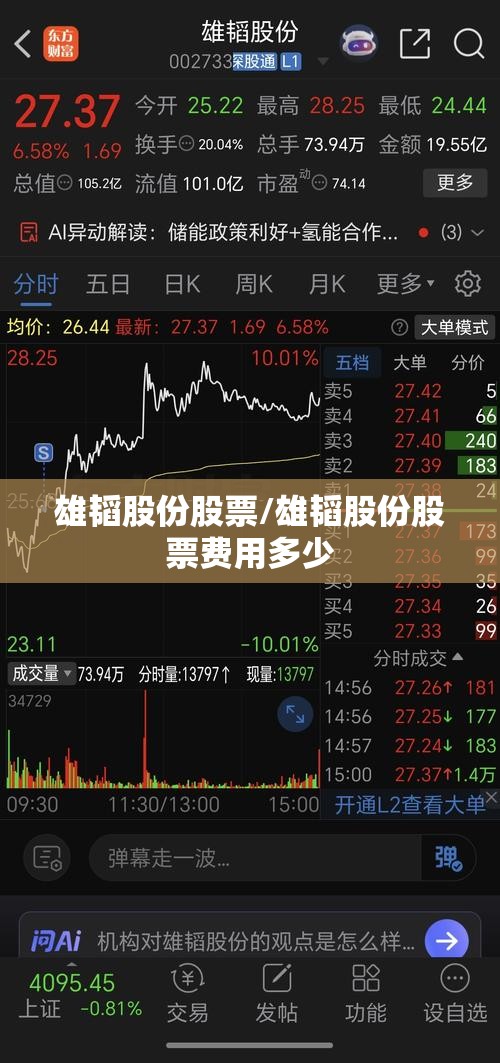 雄韬股份股票/雄韬股份股票费用多少