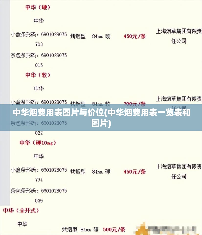 中华烟费用表图片与价位(中华烟费用表一览表和图片) 中华烟费用表图片与价位(中华烟费用表一览表和图片)
