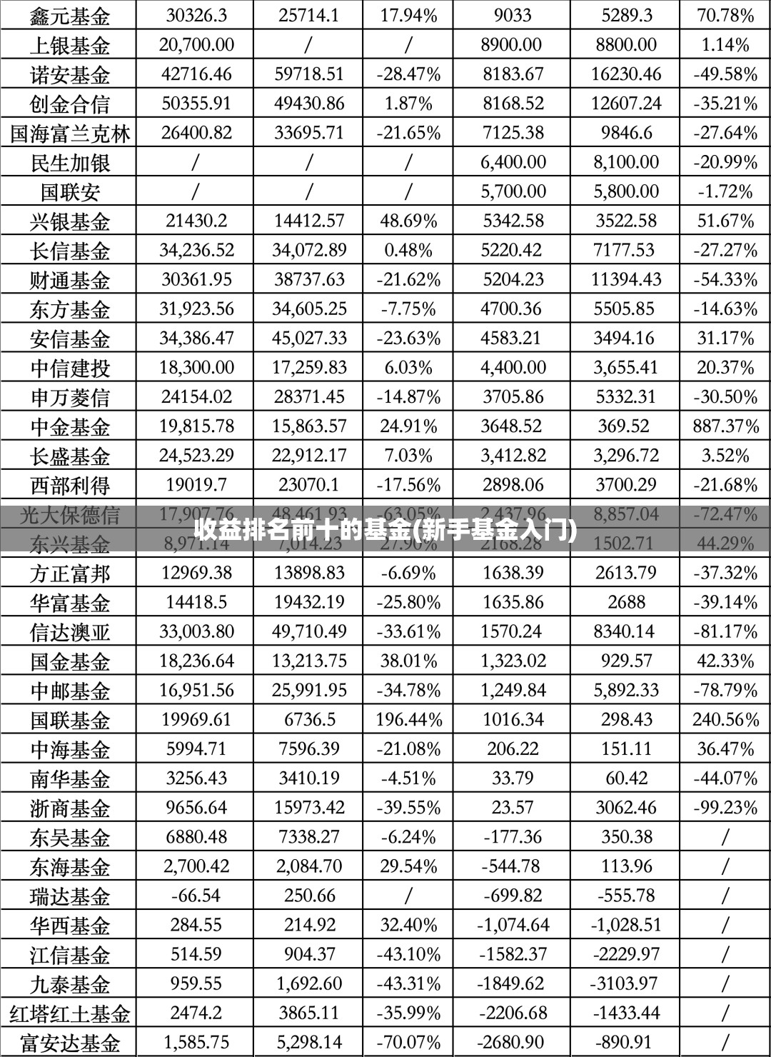 收益排名前十的基金(新手基金入门)