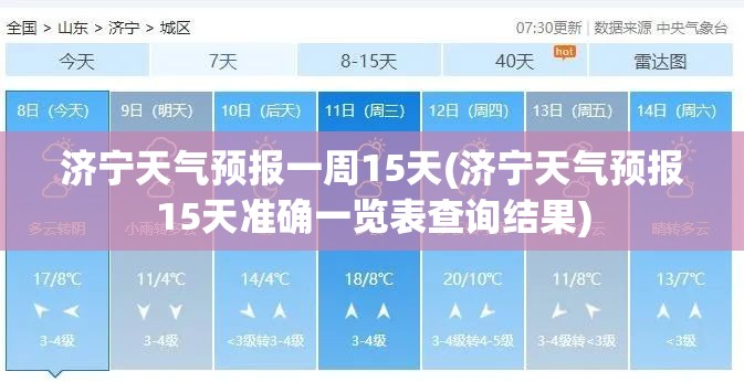 济宁天气预报一周15天(济宁天气预报15天准确一览表查询结果)