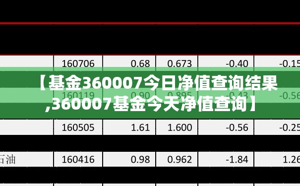 【基金360007今日净值查询结果,360007基金今天净值查询】